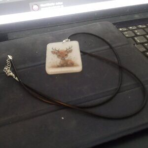 Handmade Baby Deer Fawn Pendant Necklace